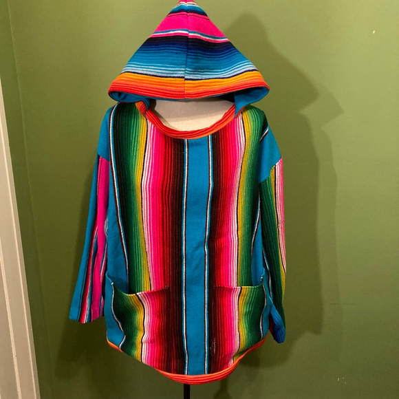 Women's Unbranded Blue Multi-color Striped Hoodie, OS - Picture 2 of 7